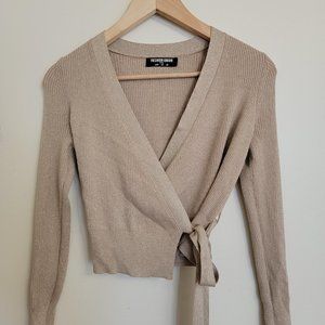 Wrap Cardigan - Beige w/Gold Sparkle